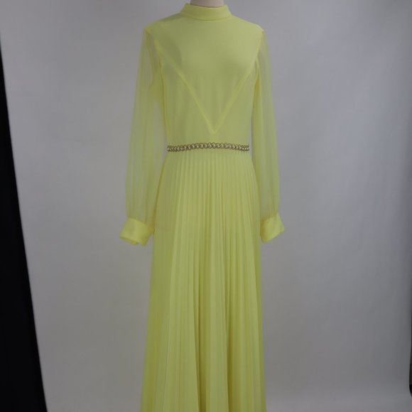 Dresses & Skirts - 🌺 Vtg 1970's Yellow Formal Long Party Dress Gown Cocktail Hippie Prairie